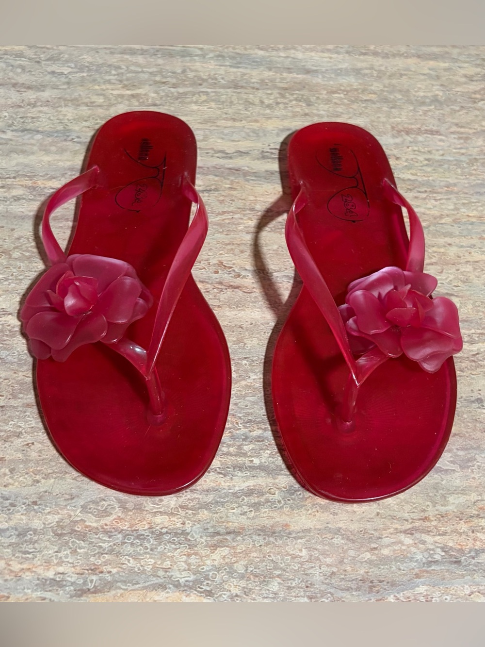 Melissa Women's Fuchsia Pink Flower Jelly Flip Flops